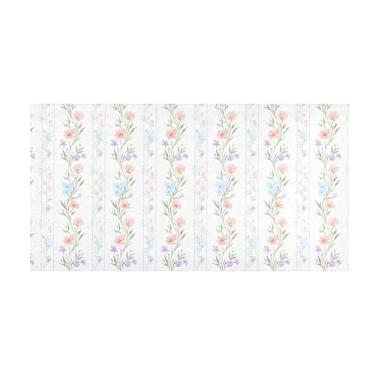 Imagem de Burbuja Tapete de corredor flores de pelúcia antiderrapante tapete de cozinha suporte de borracha para corredor, quarto, sala de estar, decoração de entrada, lavável na máquina, 51 x 99 cm