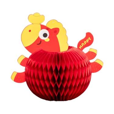 Imagem de IEUDNS Centro de mesa em forma de cavalo em formato de favo de mel, peça central versátil para decoração de mesa ou cabeceira. Enfeite de cavalo de papel em, 13cmx32cm B