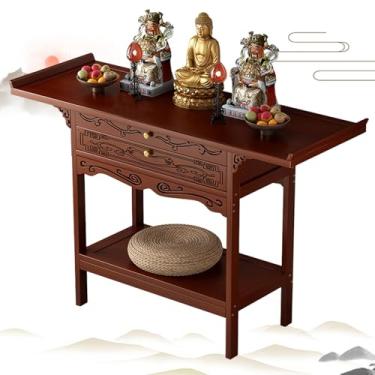 Imagem de Mesa de altar budista - Santuário chinês para oração e adoração, suporte de oferta pessoal, adivinhação e meditação, cor vermelha, C 100 x L 40 x A 100 cm