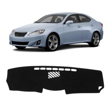 Imagem de KUST Capa de painel preta compatível com Lexus is 250 is 350 2006-2013 Acessórios de capa de painel para IS250 IS350 IS450 poliéster antiderrapante ajuste personalizado protetor solar console central