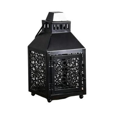 Imagem de Luminária De Ferro Forjado Marroquina Preta, Suporte Para Vela, Decora