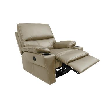 Imagem de Poltrona do Papai Sala de Cinema Mia Reclinável Retrátil Power Elétrico Base Fixa Couro Avelã G40 - Gran Belo
