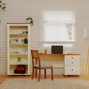 Imagem de Conjunto Home Office 1 Mesa 150cm 3 gavetas 1 Estante para Livros Anan