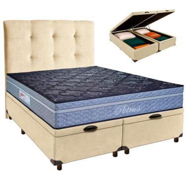 Imagem de Conjunto Cama Box Bau Blindado Queen + Colchão Molas Ensacadas Petrus Paropas + Cabeceira