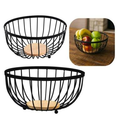 Imagem de Fruteira de Mesa Linha Black 25cm e Centro de Mesa Metal Ultra Resiste