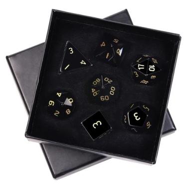 Imagem de Conjunto de dados DND mookaitedecor Obsidian Crystal Polyhedral 7 peça