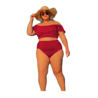 Imagem de Conjunto Biquíni Plus Ciganinha Babado Hot Pants Bojo Verão - PLUS MES