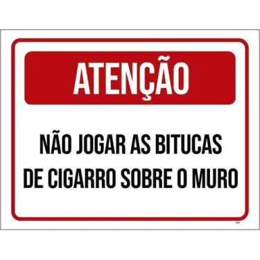 Imagem de Kit 5 Placa Acm Não Jogar Bitucas Cigarro Sobre Muro 18X23 - Sinalizo