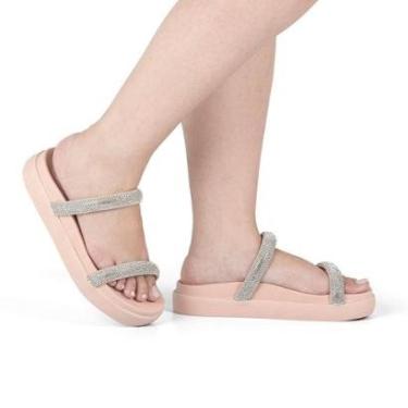 Imagem de Papete Feminina Strass Tirinha Brilho Pedraria Sola Alta-Feminino