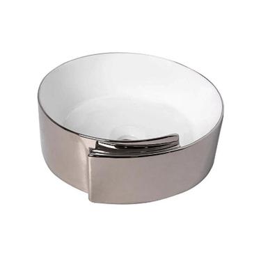 Imagem de Cuba Redonda 37X37 Lexxa Cromada E Branca LX494