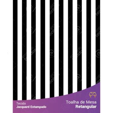 Imagem de Toalha de Mesa Retangular em Tecido Jacquard Estampado Listrado Preto,