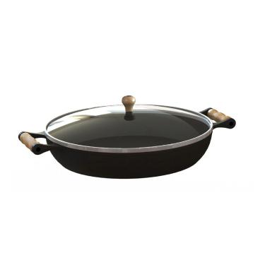 Imagem de Frigideira Paella Ferro Fundido Com Tampa De Vidro 36 Cm