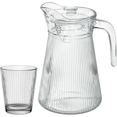 Imagem de Kit Jarra/Copos Home&Co Tampa Acrilico Vidro 1,6L/250Ml Transparente