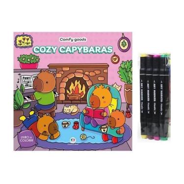 Imagem de Livro De Colorir Com 4 Canetinhas - Cozy Capybaras - Ciranda Cultural