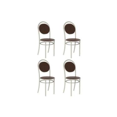 Imagem de Kit 4 Cadeiras de Cozinha 190 Aço 4 Uni Prata/Courano Cacau - Carraro