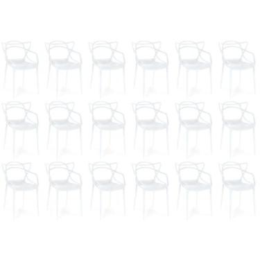 Imagem de Kit 18 Cadeiras de Jantar Allegra Prática Empilhável - Branco - Magazi