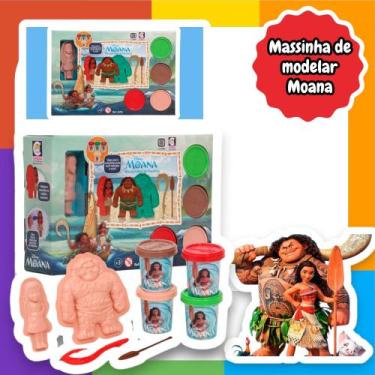 Imagem de Massa De Modelar Molde Moana e Maui 4 Potinhos Coloridos - Cotiplás
