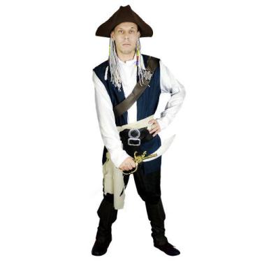 Imagem de Fantasia Pirata Jack Sparrow Adulto Cosplay Masculino Super Luxo Com C