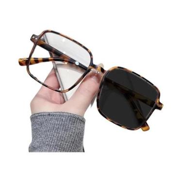 Imagem de Óculos De Sol Unissex Vintage Oversized Com Proteção Anti Luz Azul E A