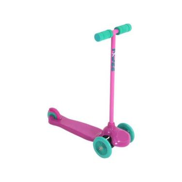 Imagem de Patinete Infantil Zumm Cor Rosa 3 Rodas Com Led Freio Traseiro Modelo 