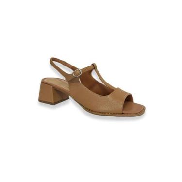 Imagem de Sandália Salto Bloco Caramelo Couro J.A Shoes, 36