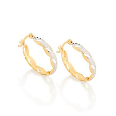 Imagem de Rommanel Brinco Argola Média Dourada E Rhodium Folh 520387 Cor:Dourado