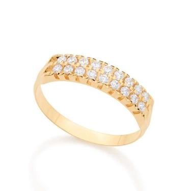 Imagem de Meia Aliança Rommanel Folheado A Ouro Com Zircônia 512367 Tamanho:26Co