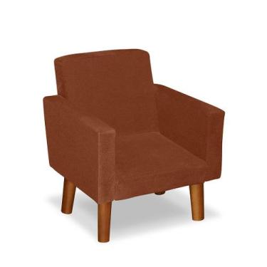 Imagem de Mini Poltrona Cadeira Infantil Nina de Criança Suede Terracota Pés Pal