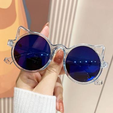 Imagem de Óculos de Sol Infantil OEM Orelha de Gato em Plástico Azul com Proteção UV400 para Bebês Meninas e Meninos