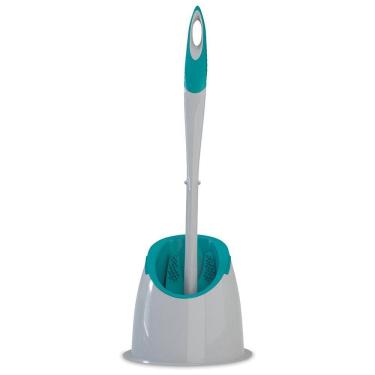 Imagem de Escova Sanitária Emborrachada com Suporte para Limpeza de Vaso em Silicone TPR Moderna para Banheiro Verde Esmeralda