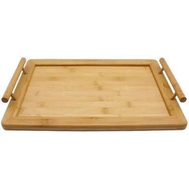 Imagem de Bandeja para Servir Retangular Hauskraft Bambu - 40x27cm, Marrom
