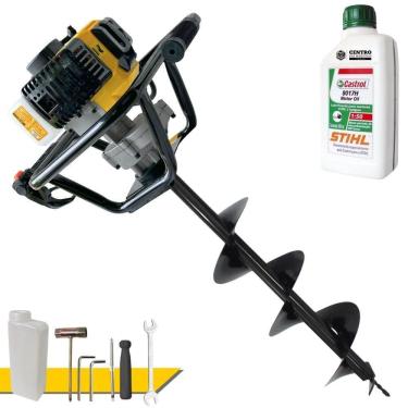 Imagem de Perfurador de Solo PSL517 à Gasolina 51,7CC 1,8HP com Broca 80X20CM Amarelo Lynus