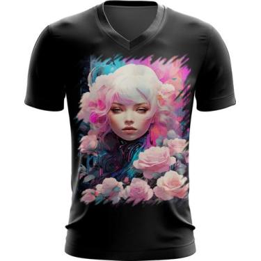 Imagem de Camiseta Gola V Mulher de Rosas Paixão 14 - Kasubeck Store®, INF 10