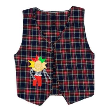 Imagem de Blusa Xadrez Infantil Menino Colete Festa Junina São João Arraia Dança