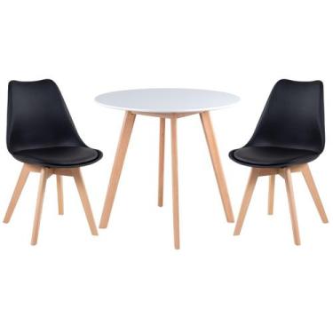 Imagem de Mesa de jantar redonda 80 cm + 2 cadeiras Leda - Laraz