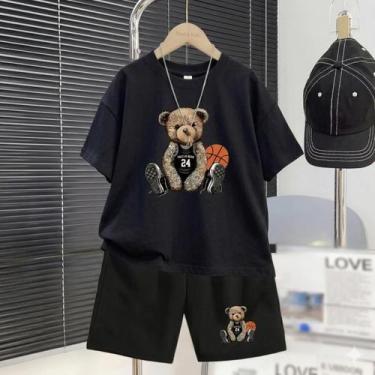 Imagem de Conjunto Infantil Masculino Urso Basquete Camiseta + Bermuda Streetwea