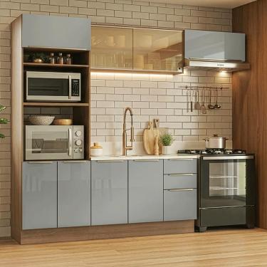 Imagem de Armário de Cozinha Completa 270 x 60 cm Rustic/Cinza Lux Madesa 08