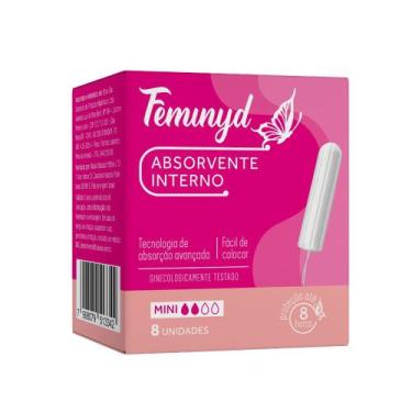 Imagem de Absorvente Interno Mini Leve Sem Abas FEMINYD 8 Unidades