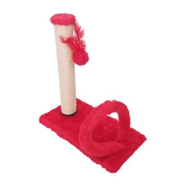Imagem de Arranhador São Pet Retangular Argola com Pelúcia Lisa para Gato, Verme