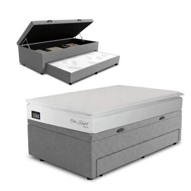 Imagem de Conjunto Base Box Bau Solteiro Prince com Cama Auxiliar e Colchao Hellen Confort D33 88...