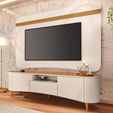 Imagem de Painel Tv 80 Pol 200cm Arven e Rack Sala Yang Off White/Cinamomo H01 - Mpozenato