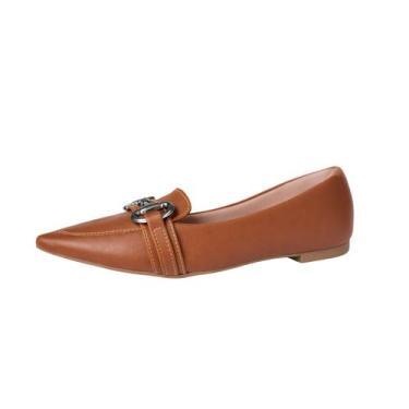 Imagem de Sapatilha Mocassim Milano Bico Fino com Fivela Elegante Cor:MarromTama