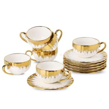 Imagem de Xícaras de café expresso LETAOTAO, conjunto de 6 copos de porcelana do