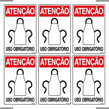Imagem de Combo 6 Placas De Sinalização Atenção Avental Uso Obrigatório 20x30 Ek