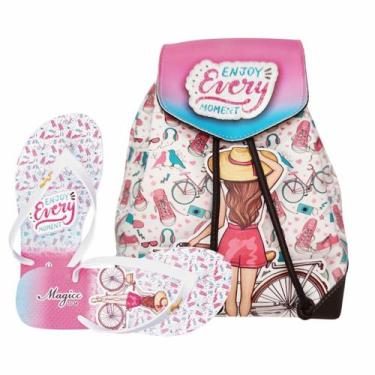 Imagem de kit Infantil Bolsa Juvenil Mochila Chinelo Menina Bike, Magicc, 27/28