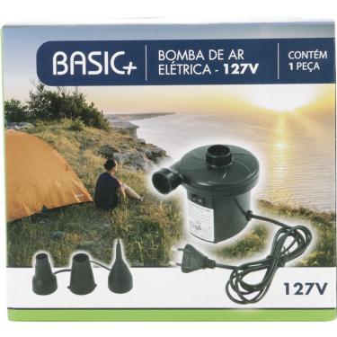 Imagem de Bomba de Ar Elétrica Portátil Brink+ Basic+ 110v com 3 Adaptadores Preto