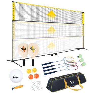 Imagem de Conjunto de Rede Esportiva VSSAL 3 em 1 Ajustável 5,2 m para Área Exte