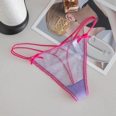 Imagem de Calcinha Transparente De Cintura Baixa Com Laço Sexy E Renda Para Meni