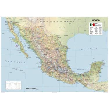 Imagem de Mapa Físico Tiger Moon México 61x43 cm Laminado