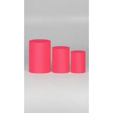 Imagem de Trio Capas Cilindro Tecido P/M/G Elástico Rosa Neon - Congratulations 